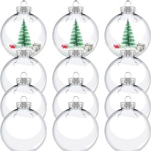 12 Large Clear Glass Ball Fillable Holiday Ornaments - DIY Crafting